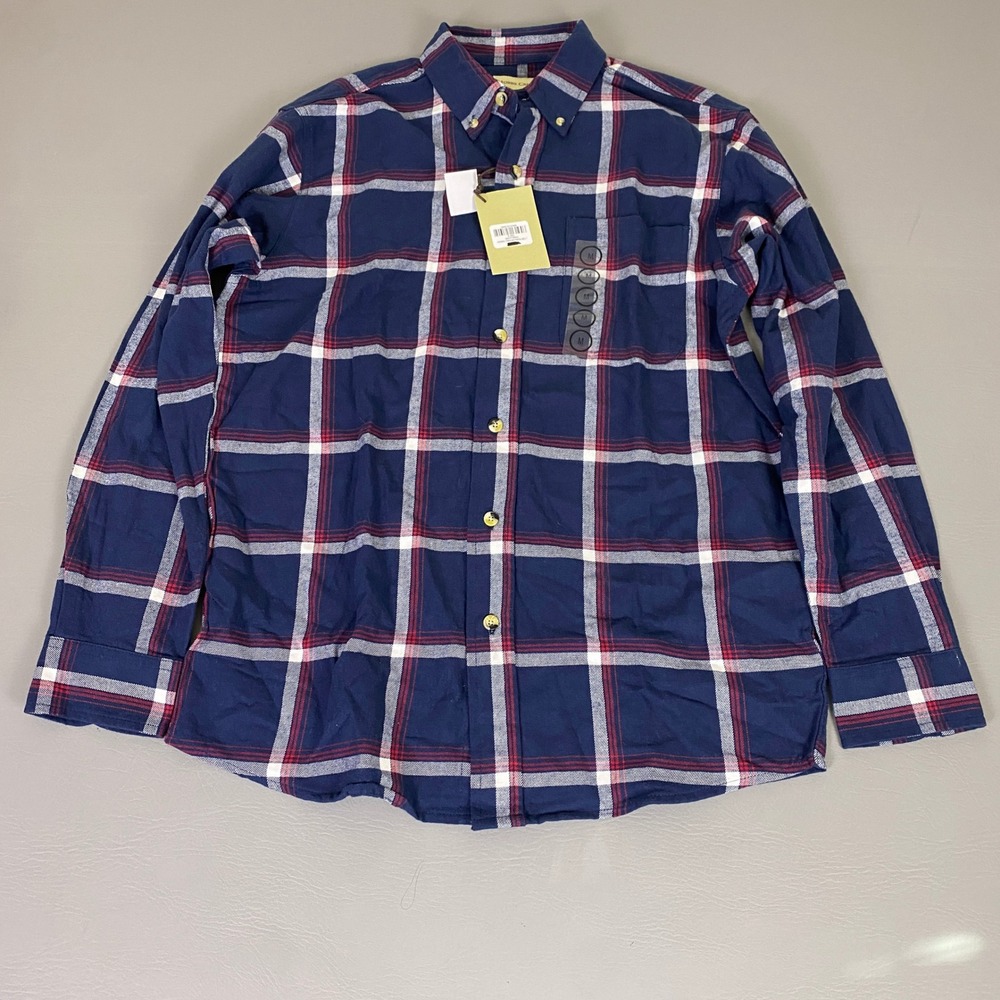 Hobbs Creek Flannel Shirt Men's Size Medium‎ Plaid Button Down Navy Blue Red NWT